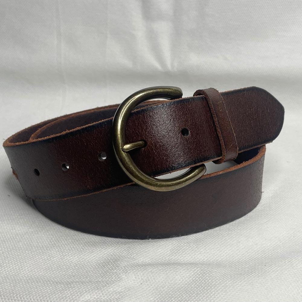 Frye 1863 Genuine Indian Leather Belt Womens Size M (34) Brown Antique Bronze